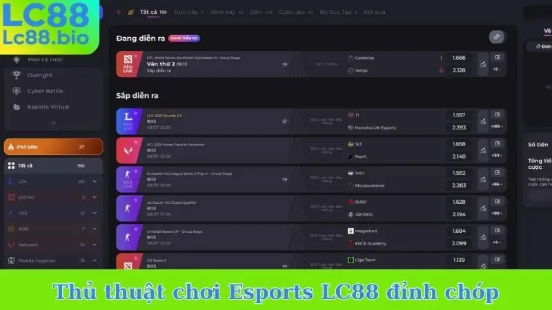 Thủ thuật chơi Esports LC88 đỉnh chóp